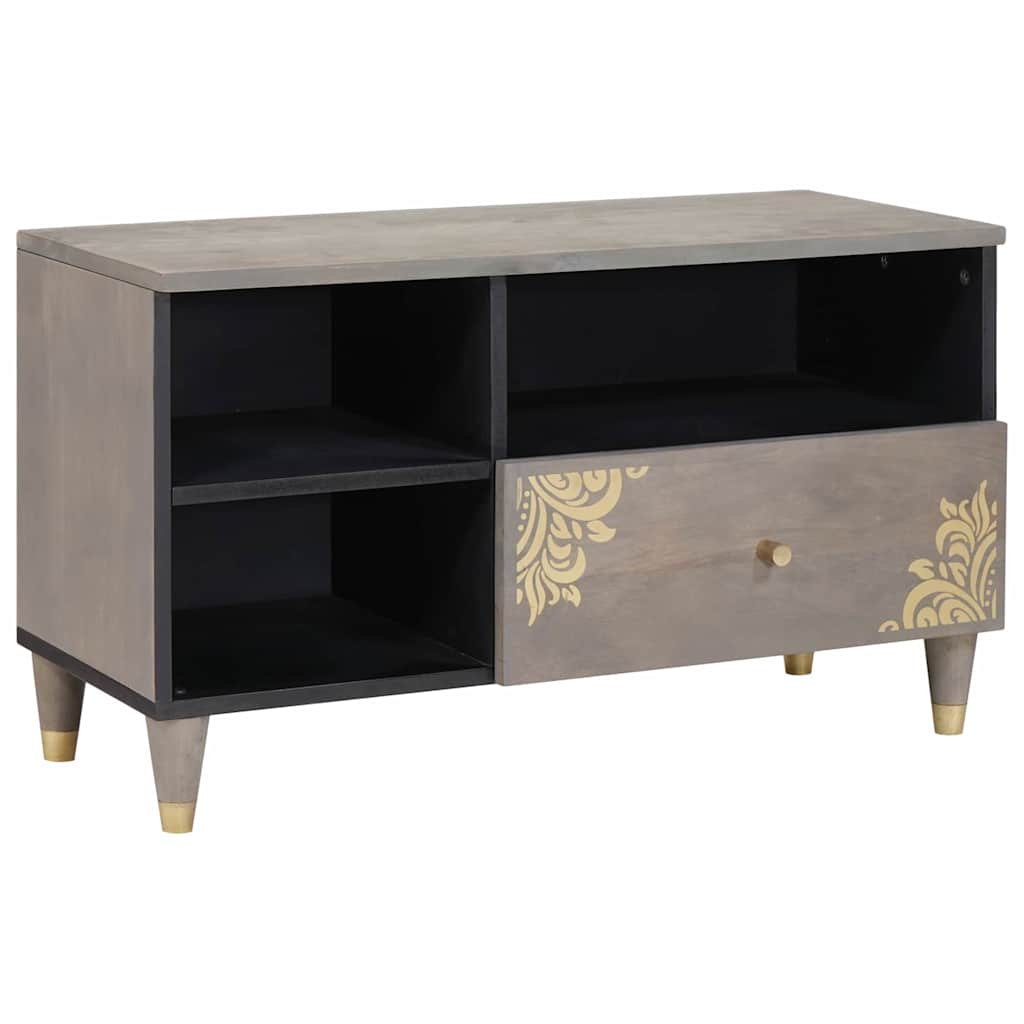 TV Cabinet with Drawer Grey 80 x 33 x 46 cm Solid Mango Wood