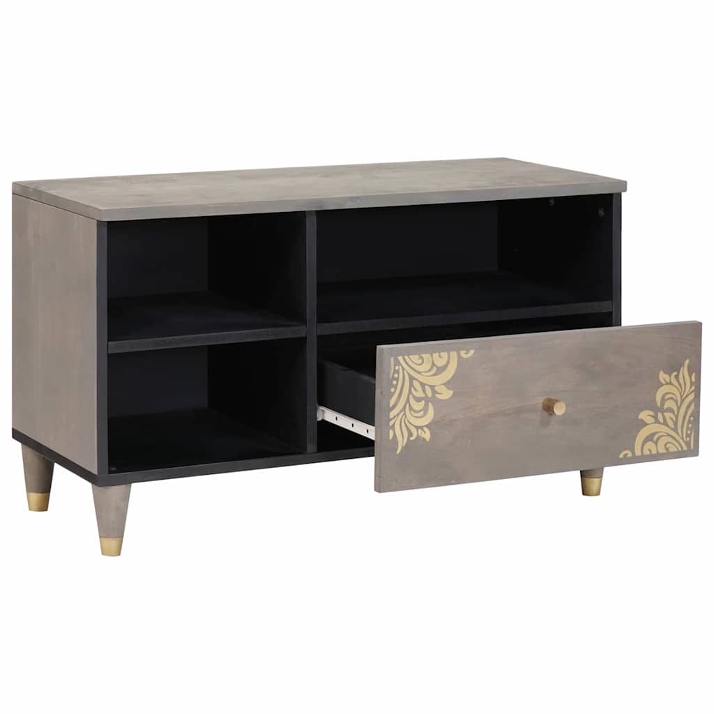 TV Cabinet with Drawer Grey 80 x 33 x 46 cm Solid Mango Wood