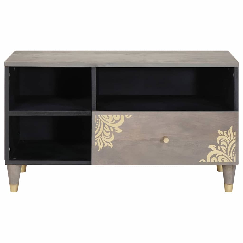 TV Cabinet with Drawer Grey 80 x 33 x 46 cm Solid Mango Wood