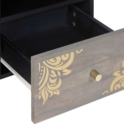 TV Cabinet with Drawer Grey 100 x 33 x 46 cm Solid Mango Wood