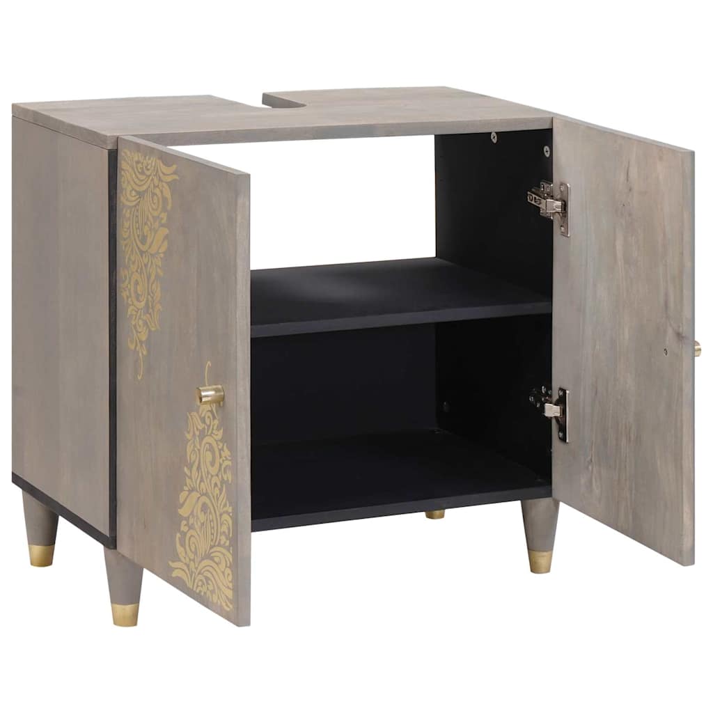 Sink cabinet with Storage Grey 62 x 33 x 58 cm Solid Mango Wood