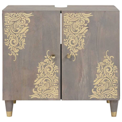 Sink cabinet with Storage Grey 62 x 33 x 58 cm Solid Mango Wood