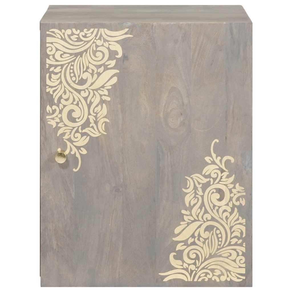 Wall Cabinet Wall-mounted Grey 38 x 33 x 48 cm Solid Mango Wood