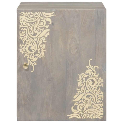 Wall Cabinet Wall-mounted Grey 38 x 33 x 48 cm Solid Mango Wood
