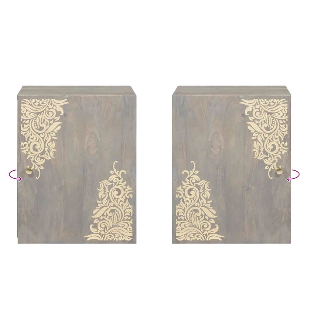 Wall Cabinet Wall-mounted Grey 38 x 33 x 48 cm Solid Mango Wood