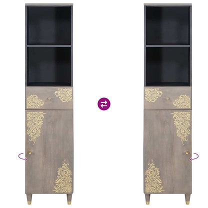 Bathroom Cabinet Grey 38 x 33 x 160 cm Solid Mango Wood