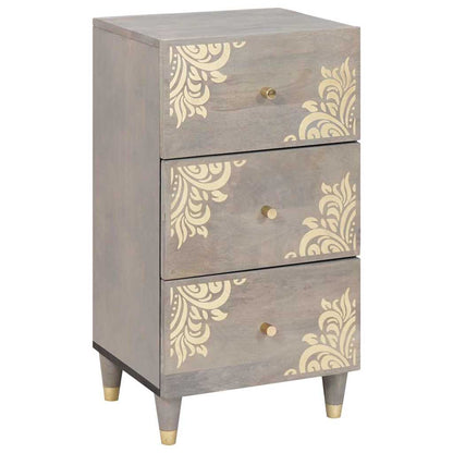 Sideboard Grey and Gold 40 x 33 x 75 cm Solid Mango Wood
