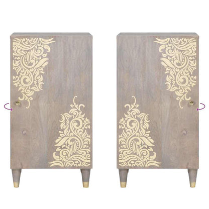 Sideboard Grey and Gold 40 x 33 x 75 cm Solid Mango Wood