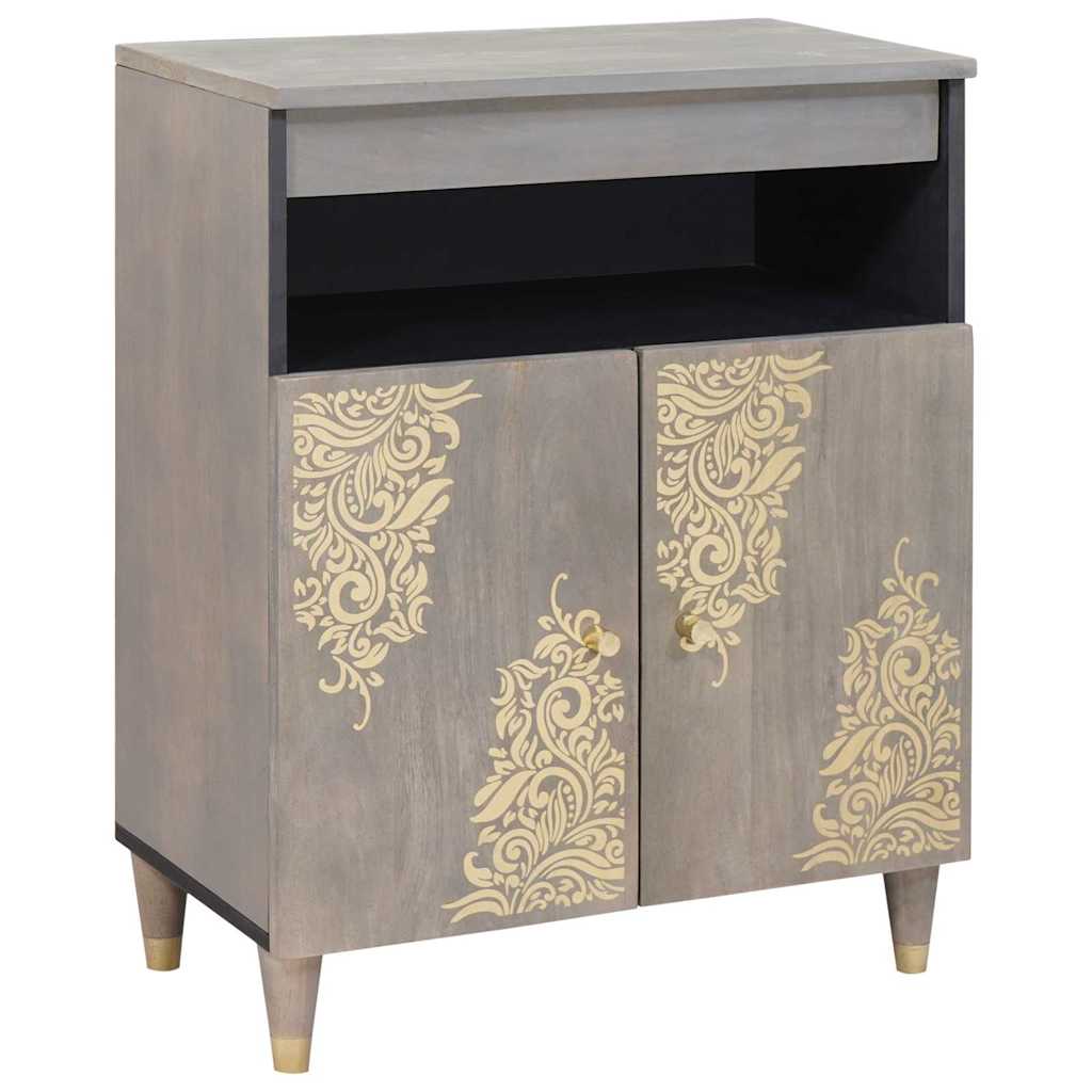 Sideboard Grey and Gold 60 x 33 x 75 cm Solid Mango Wood