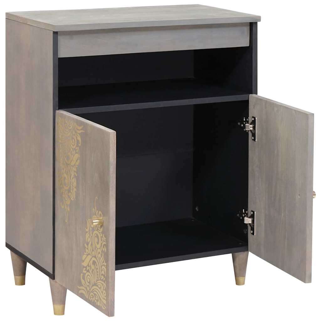 Sideboard Grey and Gold 60 x 33 x 75 cm Solid Mango Wood
