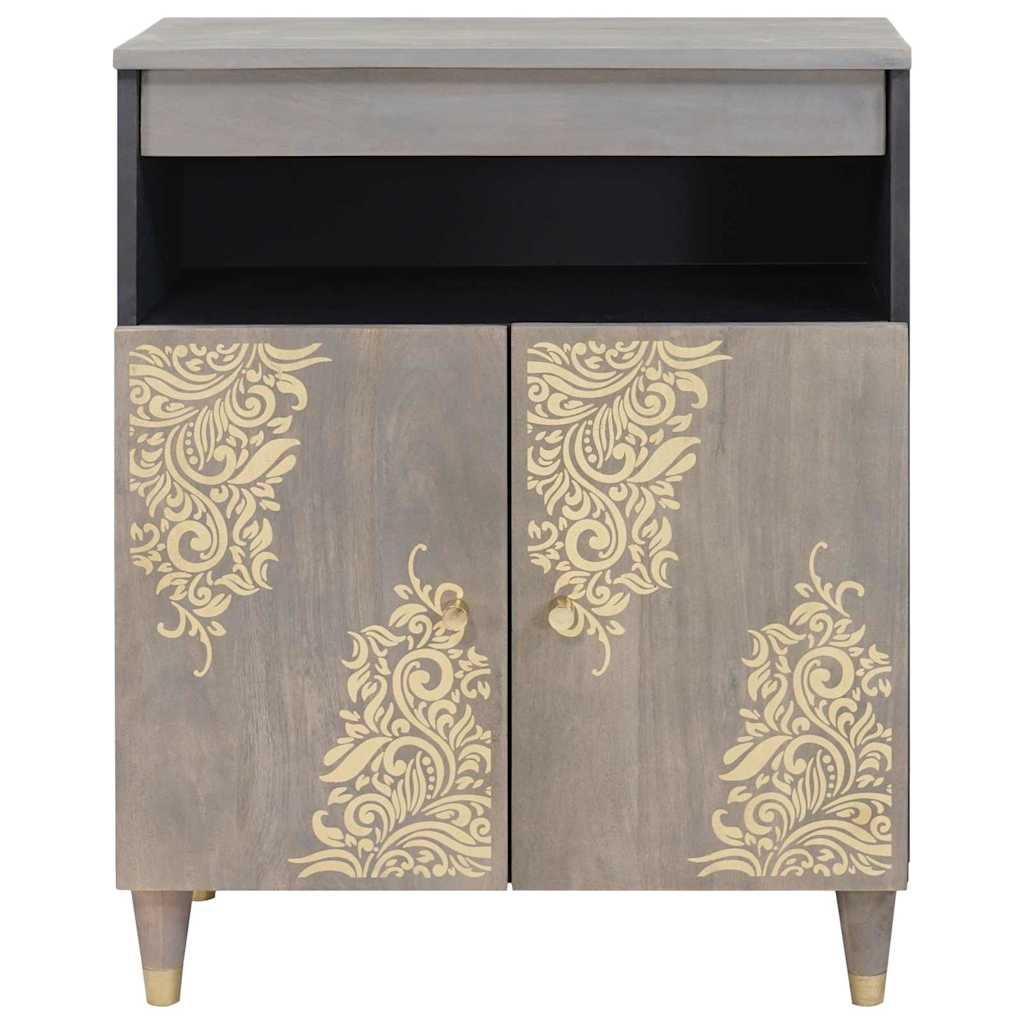 Sideboard Grey and Gold 60 x 33 x 75 cm Solid Mango Wood