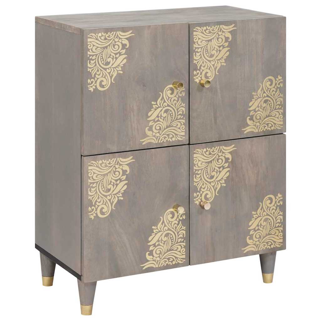 Sideboard Grey and Gold 60 x 33 x 75 cm Solid Mango Wood