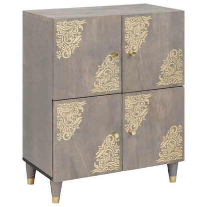 Sideboard Grey and Gold 60 x 33 x 75 cm Solid Mango Wood
