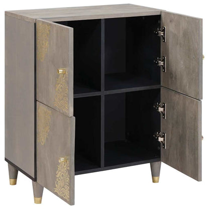 Sideboard Grey and Gold 60 x 33 x 75 cm Solid Mango Wood