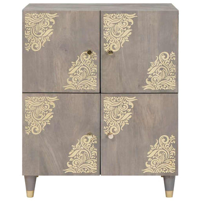 Sideboard Grey and Gold 60 x 33 x 75 cm Solid Mango Wood