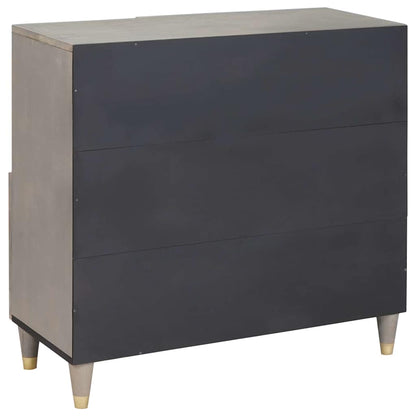 Sideboard Grey and Gold 80 x 33 x 75 cm Solid Mango Wood