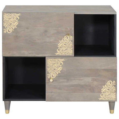 Sideboard Grey and Gold 80 x 33 x 75 cm Solid Mango Wood