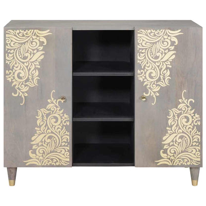 Sideboard Grey and Gold 90 x 33 x 75 cm Solid Mango Wood