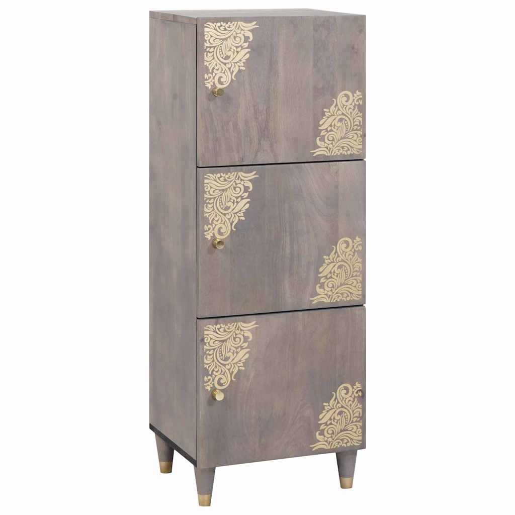 Highboard Grey and Gold 40 x 33 x 110 cm Solid Mango Wood