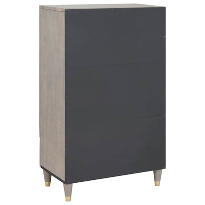 Highboard Grey and Gold 60 x 33 x 100 cm Solid Mango Wood