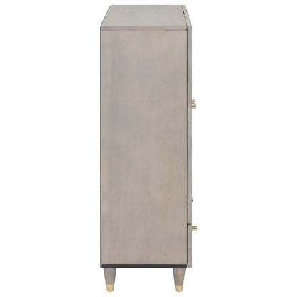 Highboard Grey and Gold 60 x 33 x 100 cm Solid Mango Wood