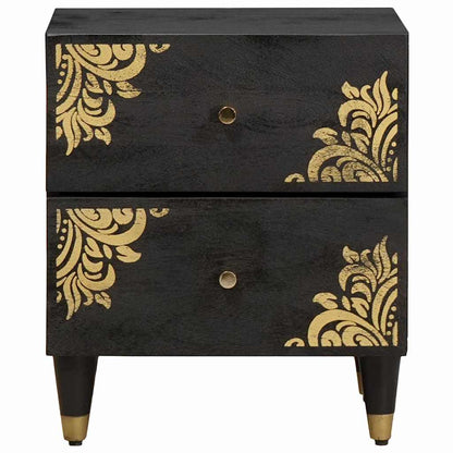 Bedside Cabinet 2 pcs Black 40 x 33 x 46 cm Solid Mango Wood
