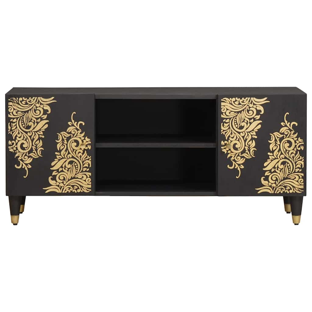 TV Cabinet with Shelf Black 105 x 33 x 46 cm Solid Mango Wood