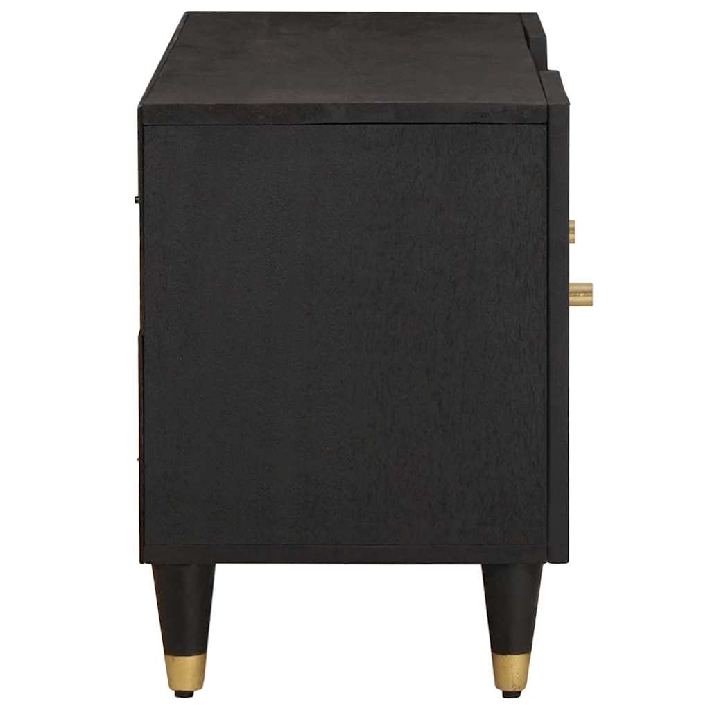 TV Cabinet with Shelf Black 105 x 33 x 46 cm Solid Mango Wood