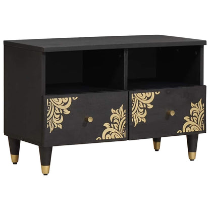 TV Cabinet with Drawer Black 70 x 33 x 46 cm Solid Mango Wood
