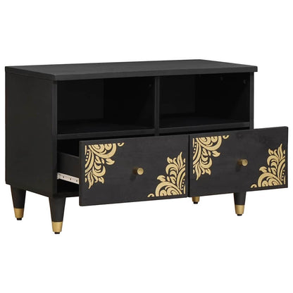 TV Cabinet with Drawer Black 70 x 33 x 46 cm Solid Mango Wood