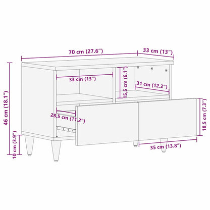 TV Cabinet with Drawer Black 70 x 33 x 46 cm Solid Mango Wood