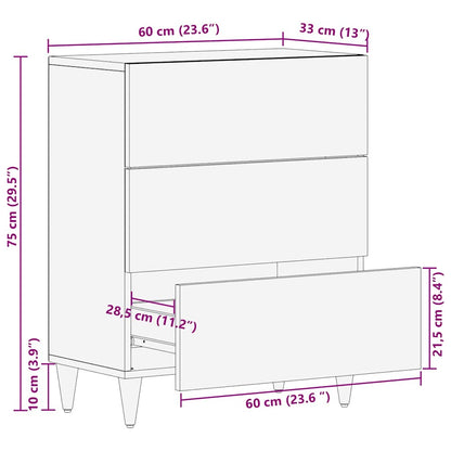 Sideboard Black 60 x 33 x 75 cm Solid Mango Wood