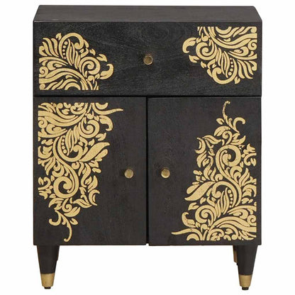 Bedside Cabinet with Door with Drawer Black 50 x 33 x 60 cm