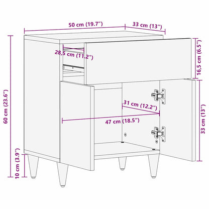 Bedside Cabinet with Door with Drawer Black 50 x 33 x 60 cm