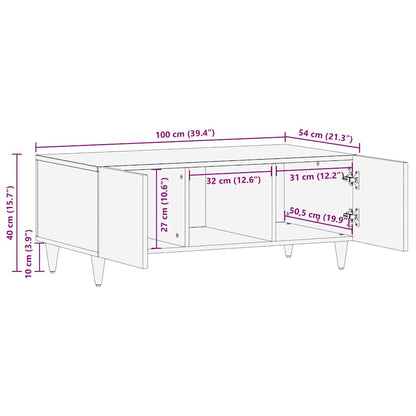 Coffee Table Black 100 x 54 x 40 cm Solid Mango Wood