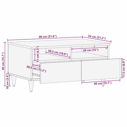 Coffee Table with Drawer Black 80 x 54 x 40 cm Solid Mango Wood