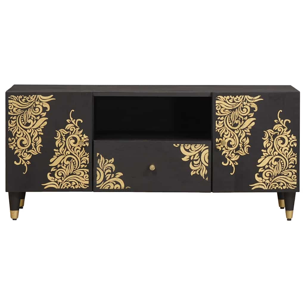 TV Cabinet with Drawer Black 105 x 33 x 46 cm Solid Mango Wood
