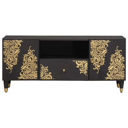 TV Cabinet with Drawer Black 105 x 33 x 46 cm Solid Mango Wood