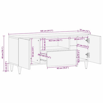 TV Cabinet with Drawer Black 105 x 33 x 46 cm Solid Mango Wood
