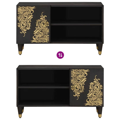 TV Cabinet with Shelf Black 80 x 33 x 46 cm Solid Mango Wood