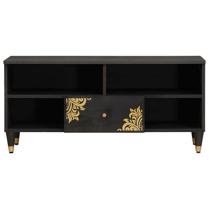 TV Cabinet with Drawer Black 100 x 33 x 46 cm Solid Mango Wood