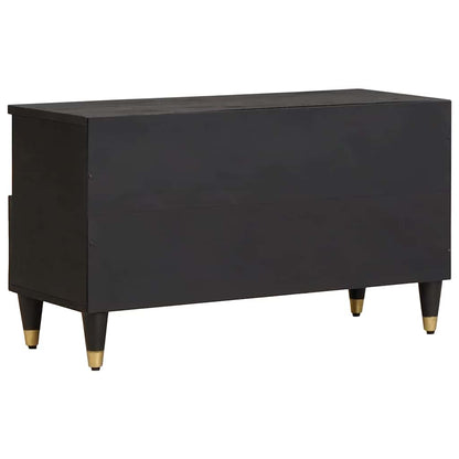 TV Cabinet with Drawer Black 80 x 33 x 46 cm Solid Mango Wood
