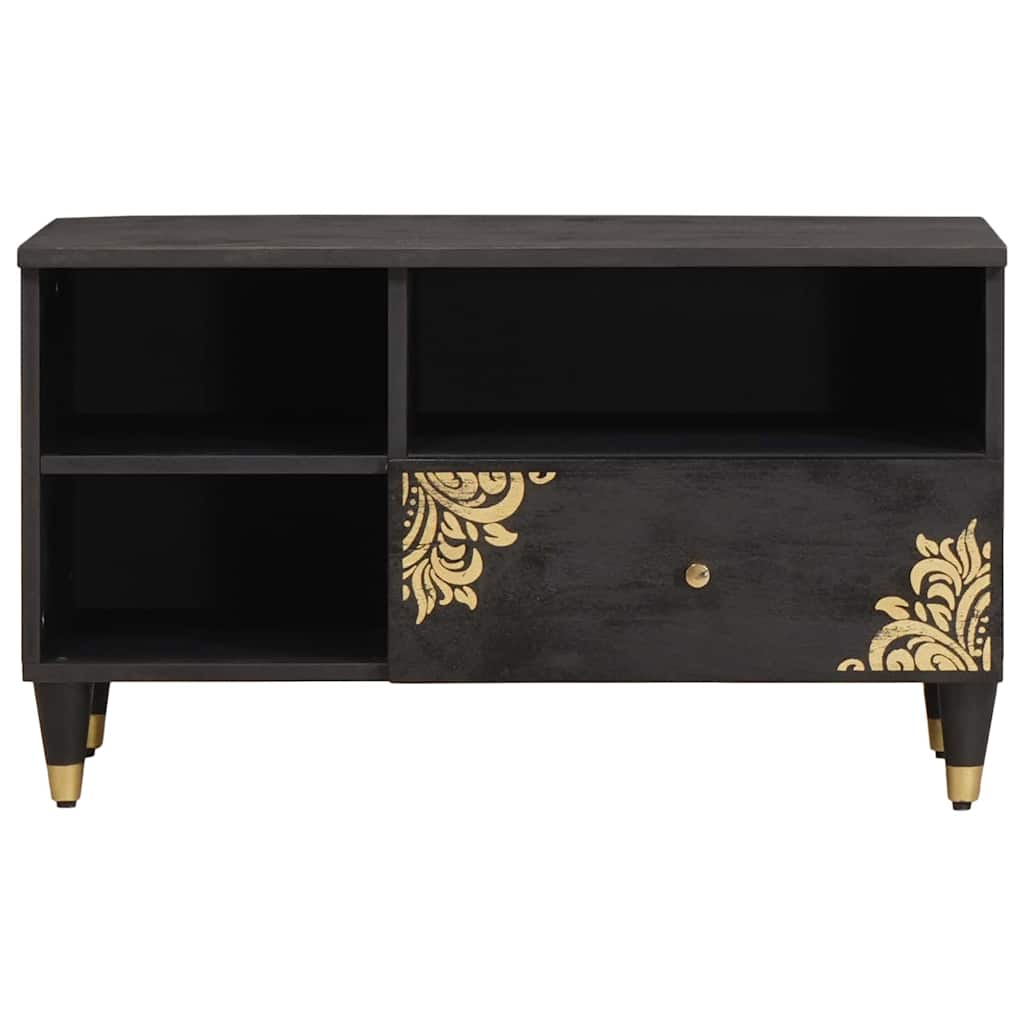 TV Cabinet with Drawer Black 80 x 33 x 46 cm Solid Mango Wood