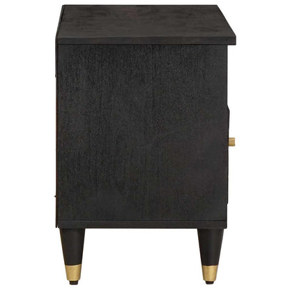 TV Cabinet with Drawer Black 80 x 33 x 46 cm Solid Mango Wood