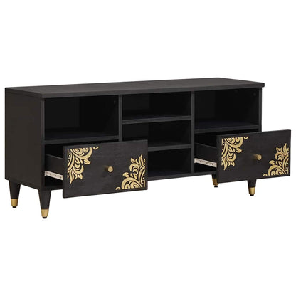 TV Cabinet with Drawer Black 100 x 33 x 46 cm Solid Mango Wood