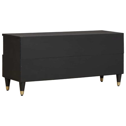 TV Cabinet with Drawer Black 100 x 33 x 46 cm Solid Mango Wood