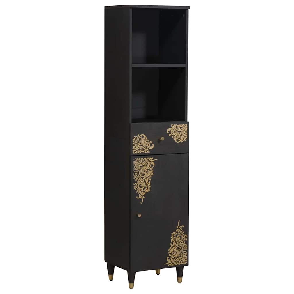 Bathroom Cabinet Black 38 x 33 x 160 cm Solid Mango Wood