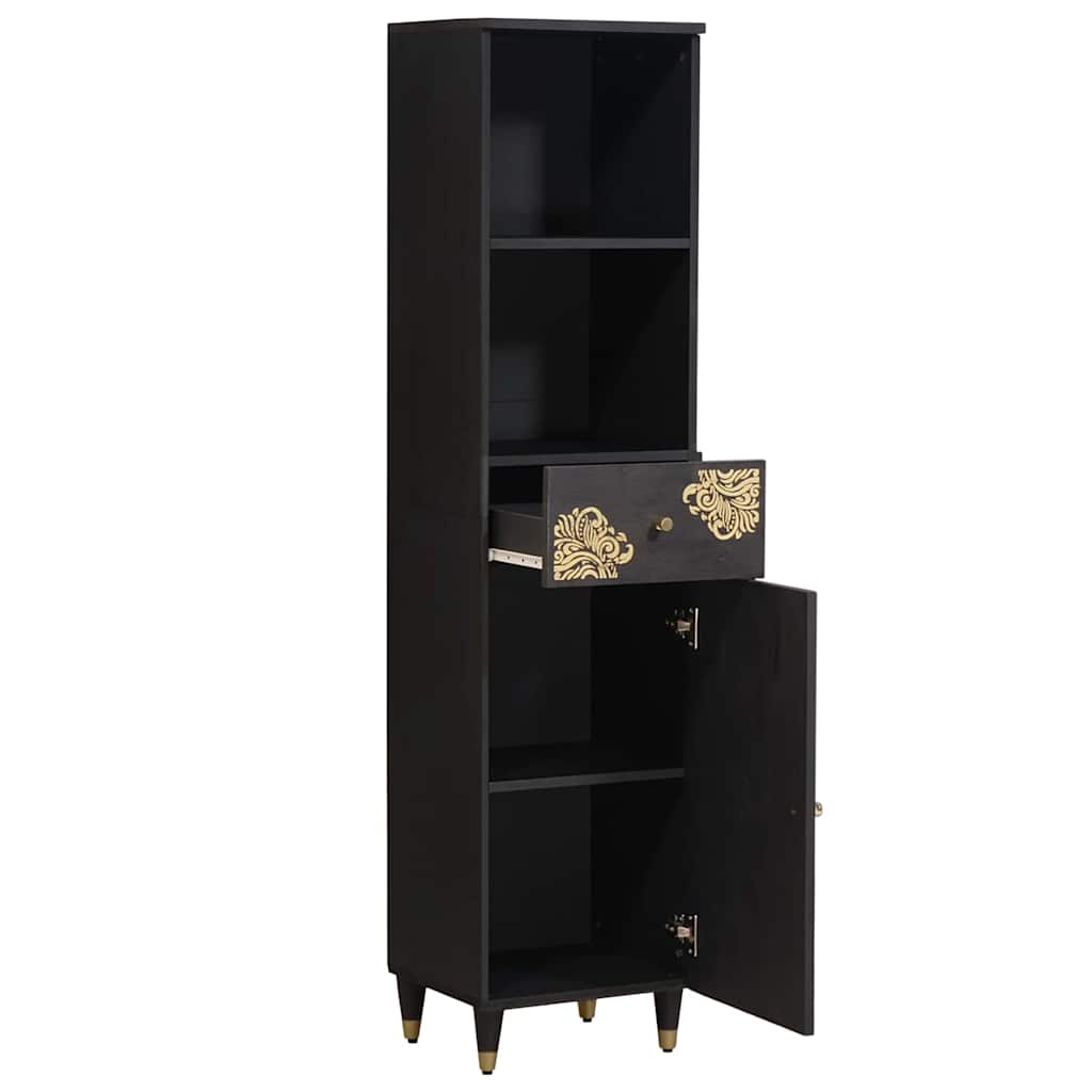 Bathroom Cabinet Black 38 x 33 x 160 cm Solid Mango Wood