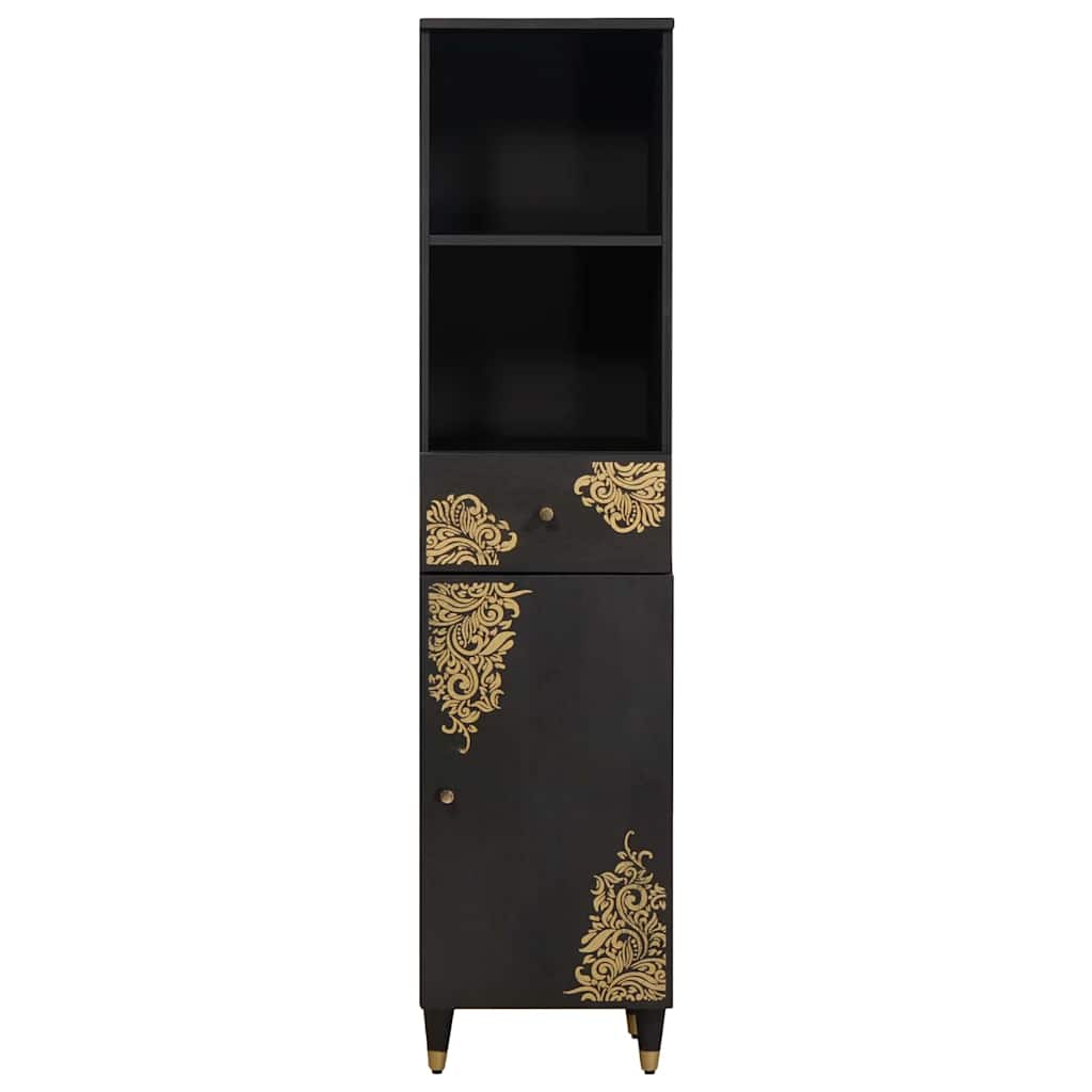 Bathroom Cabinet Black 38 x 33 x 160 cm Solid Mango Wood