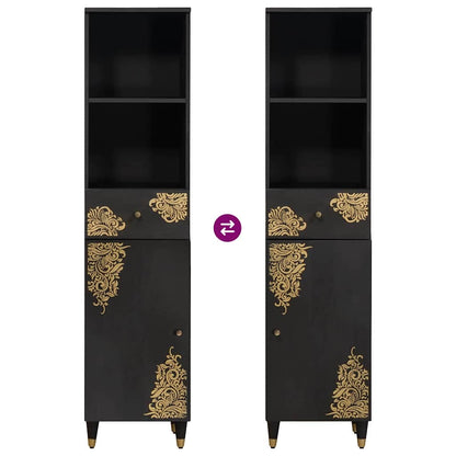 Bathroom Cabinet Black 38 x 33 x 160 cm Solid Mango Wood